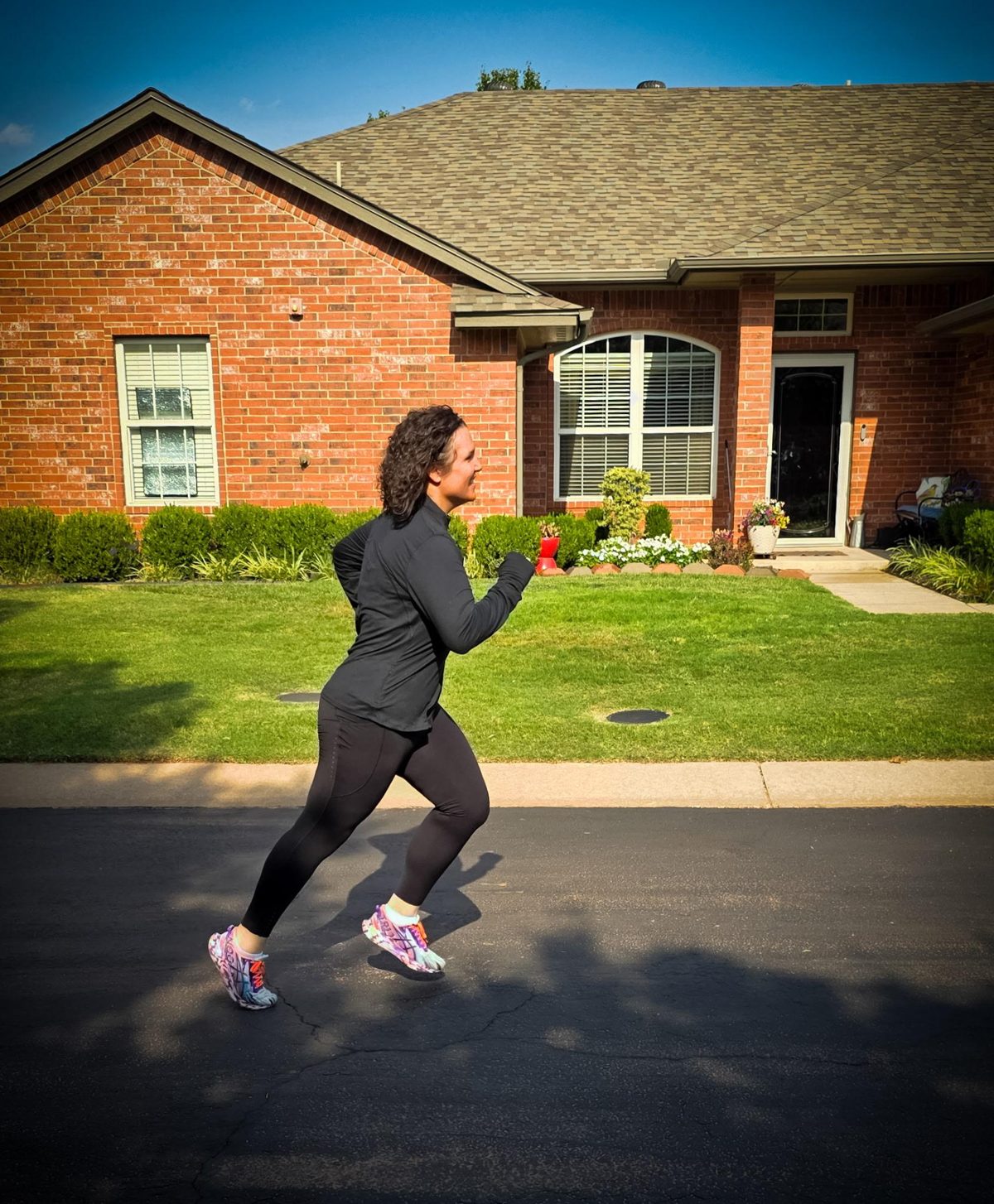Tatia running outside